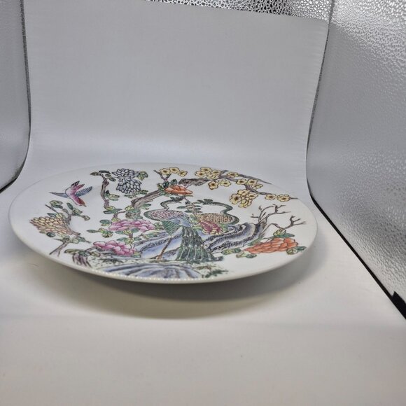 VINTAGE Republic of China Peacock Floral Paineted PLATE 10.5" - Picture 3 of 5